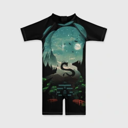 Детский купальный костюм 3D Дракон Хаку на фоне дворца