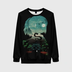 Женский свитшот 3D Дракон Хаку на фоне дворца