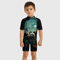 Детский купальный костюм 3D Дракон Хаку на фоне дворца - фото 2