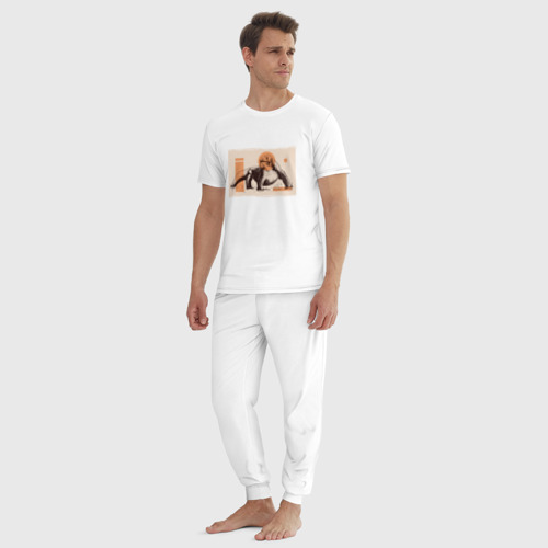 Мужская пижама хлопок Дракон острова Комодо, цвет белый - фото 5