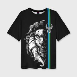 Узбекистан - суровый лев – Женская футболка oversize 3D с принтом купить со скидкой в -50%