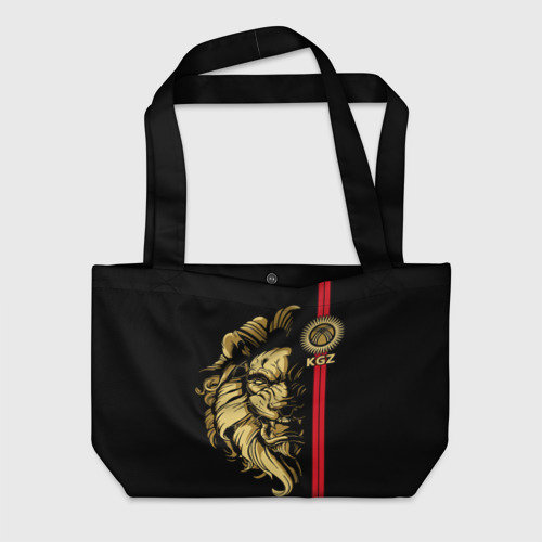 Пляжная сумка с принтом Киргизия - золотой лев, вид спереди №1