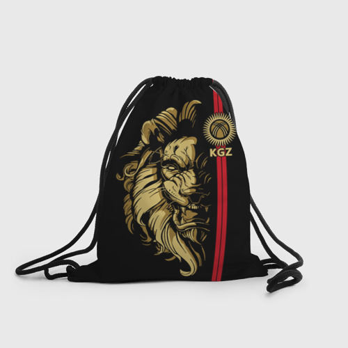 Рюкзак-мешок с принтом Киргизия - золотой лев, вид спереди №1