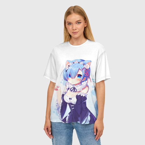 Женская футболка oversize 3D Re:Zero, Рем, цвет 3D печать - фото 3