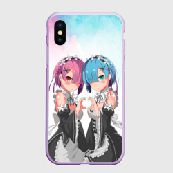 Чехол для iPhone XS Max матовый Re:Zero, Рам и Рем