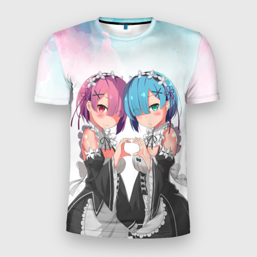 Мужская футболка 3D Slim Re:Zero, Рам и Рем