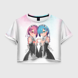 Женская футболка Crop-top 3D Re:Zero, Рам и Рем