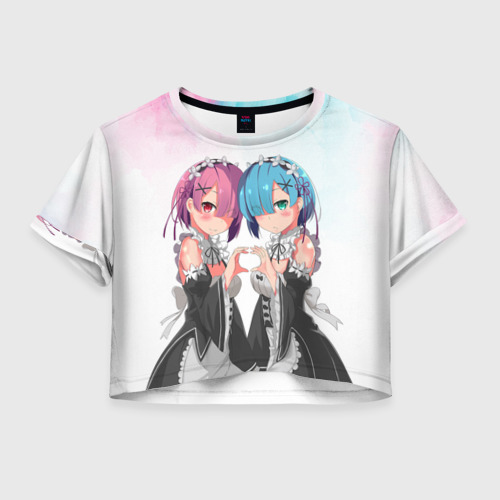 Женская футболка Crop-top 3D Re:Zero, Рам и Рем, цвет 3D печать