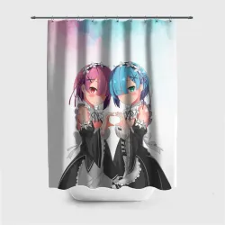 Штора 3D для ванной Re:Zero, Рам и Рем