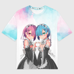 Женская футболка oversize 3D Re:Zero, Рам и Рем