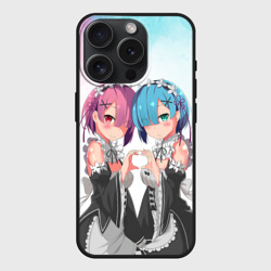 Чехол силиконовый для Apple iPhone 15 Pro матовый Re:Zero, Рам и Рем