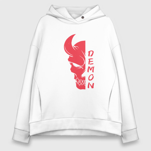 Женское худи Oversize хлопок Oni demon skull