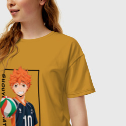 Женская футболка хлопок Oversize Хината Шое . Волейбол!! - фото 2