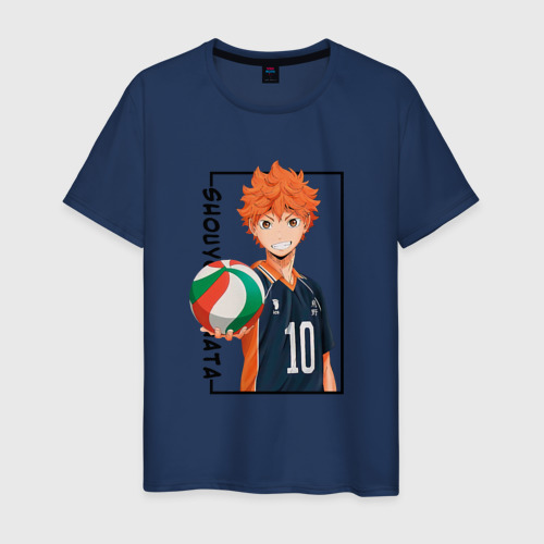 Мужская футболка хлопок Хината Шое . Волейбол!!, цвет темно-синий