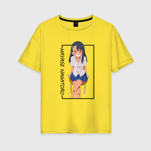 Женская футболка хлопок Oversize Хаясэ Нагаторо Hayase Nagatoro, цвет желтый