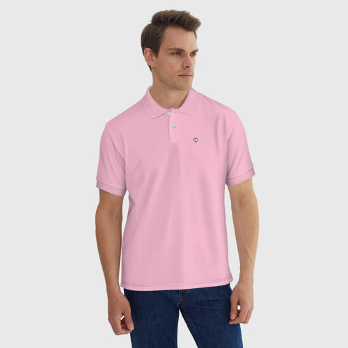 Мужское поло хлопок с вышивкой Морти, цвет светло-розовый - фото 4