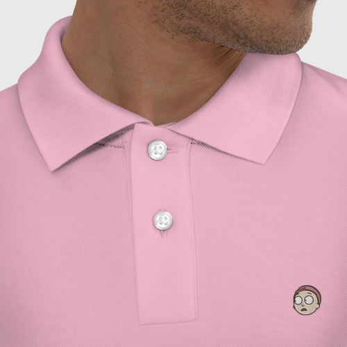 Мужское поло хлопок с вышивкой Морти, цвет светло-розовый - фото 3