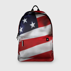 Рюкзак с принтом США USA для любого человека, вид спереди №3. Цвет основы: белый