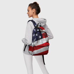 Рюкзак с принтом США USA для любого человека, вид спереди №4. Цвет основы: белый
