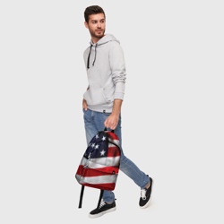 Рюкзак с принтом США USA для любого человека, вид спереди №5. Цвет основы: белый