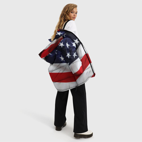 Женская зимняя куртка Oversize США USA, цвет светло-серый - фото 5