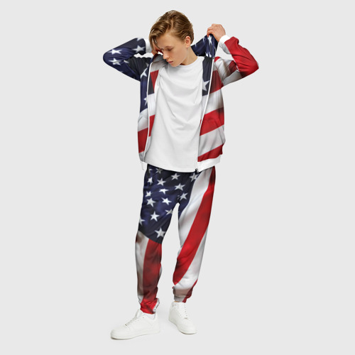 Мужской костюм 3D США USA, цвет белый - фото 3