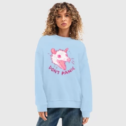 Женский свитшот oversize без начеса хлопок Dont panic - фото 2