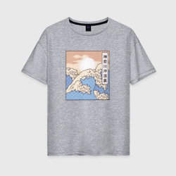 Женская футболка хлопок Oversize The Great Wave