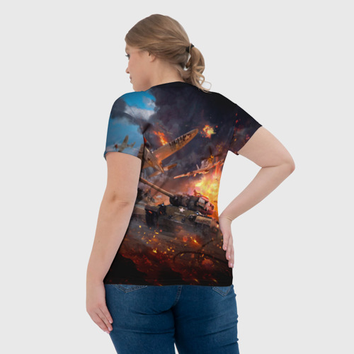 Женская футболка 3D с принтом Танк, вид сзади #2