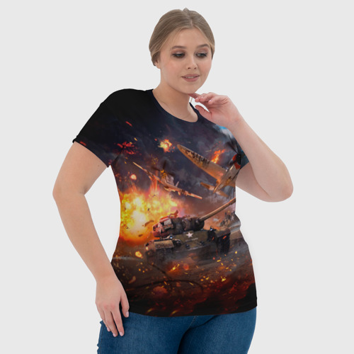 Женская футболка 3D с принтом Танк, фото #4