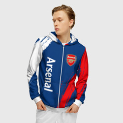 Толстовка с принтом Arsenal Арсенал для мужчины, вид на модели спереди №2. Цвет основы: белый