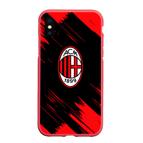 Чехол для iPhone XS Max матовый с принтом AC Milan, вид спереди #2