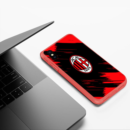 Чехол для iPhone XS Max матовый AC Milan, цвет красный - фото 5