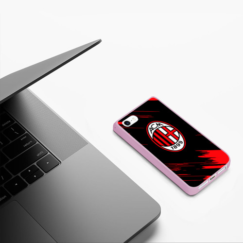 Чехол для iPhone 5/5S матовый AC Milan, цвет розовый - фото 5