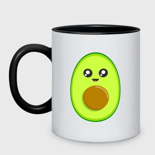 Кружка двухцветная Avocado Kawaii, цвет белый + черный