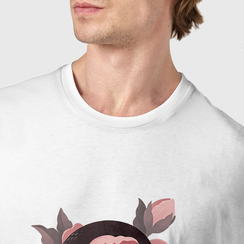 Мужская футболка хлопок Змеиные розы, цвет белый - фото 6