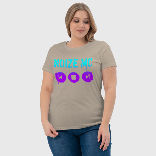 Женская футболка хлопок Noize MC - neon, цвет миндальный - фото 6