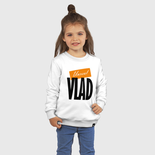 Детский свитшот хлопок Unreal Vlad - motto, цвет белый - фото 3