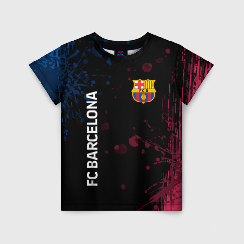Детская футболка 3D с принтом FC BARCELONA, вид спереди #2