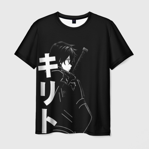 Мужская футболка с полной запечаткой с принтом Kirito и меч, вид спереди №1