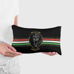 Подушка с принтом Таджикистан - черный лев для любого человека, вид спереди №2. Цвет основы: белый