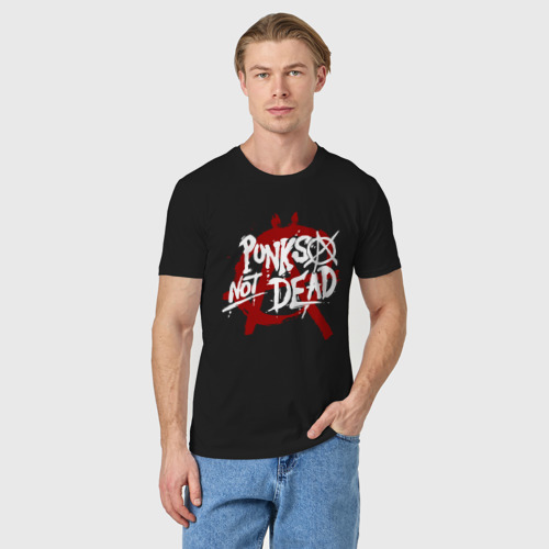 Мужская футболка хлопок Punks not dead, цвет черный - фото 3
