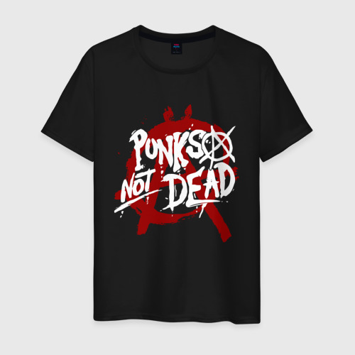 Мужская футболка хлопок Punks not dead, цвет черный