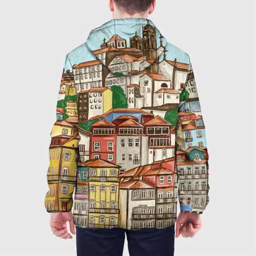 Мужская куртка 3D с принтом Порту, Португалия, домики, вид сзади #2