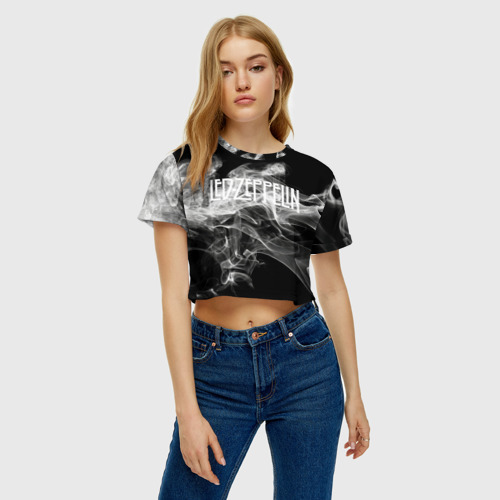 Женская футболка Crop-top 3D Led Zeppelin., цвет 3D печать - фото 3