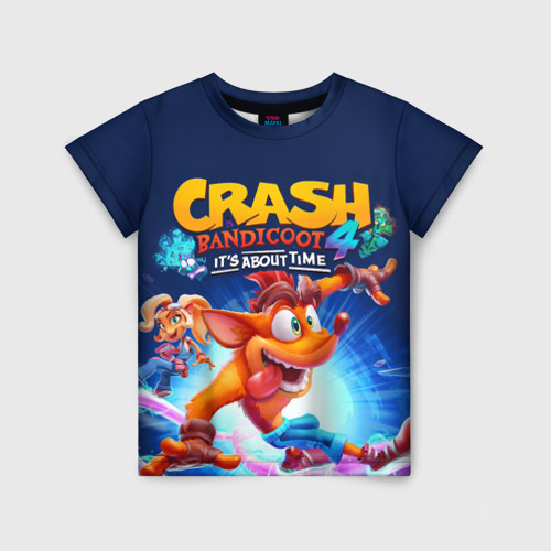 Детская футболка с принтом Crash Bandicoot, вид спереди №1