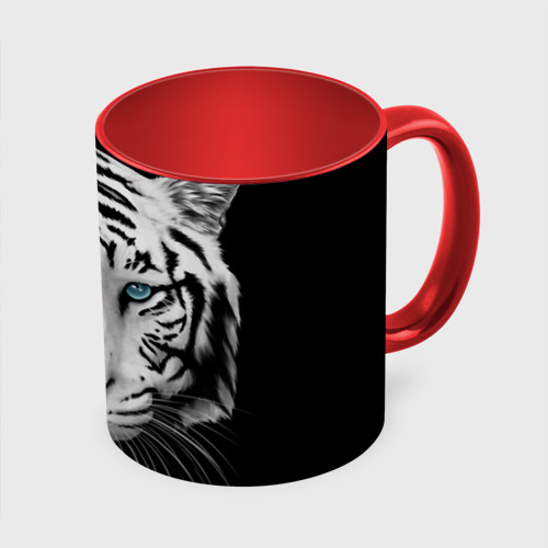 Кружка с полной запечаткой Белый тигр, цвет белый + красный - фото 3