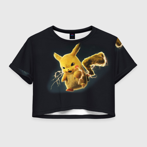 Женская футболка Crop-top 3D Pikachu Pika Pika, цвет 3D печать