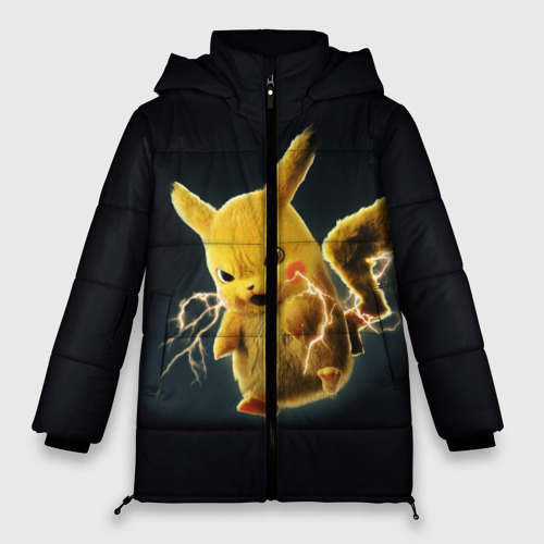 Женская зимняя куртка Oversize Pikachu Pika Pika, цвет черный