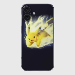 Чехол для iPhone 16 силиконовый с защитой камеры Pikachu Pika Pika